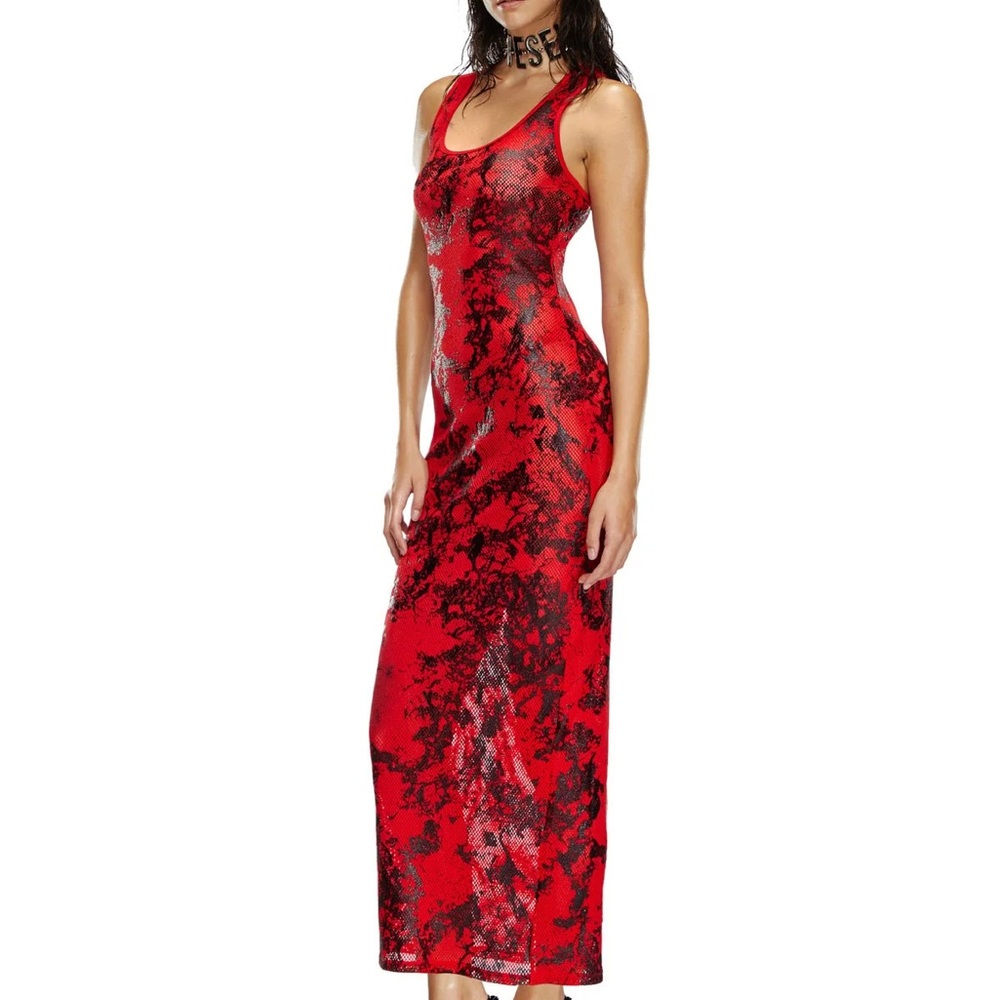 Diesel Red and Black Patterned Dress xs nwt